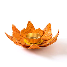 Handcrafted lotus bamboo tea light holder