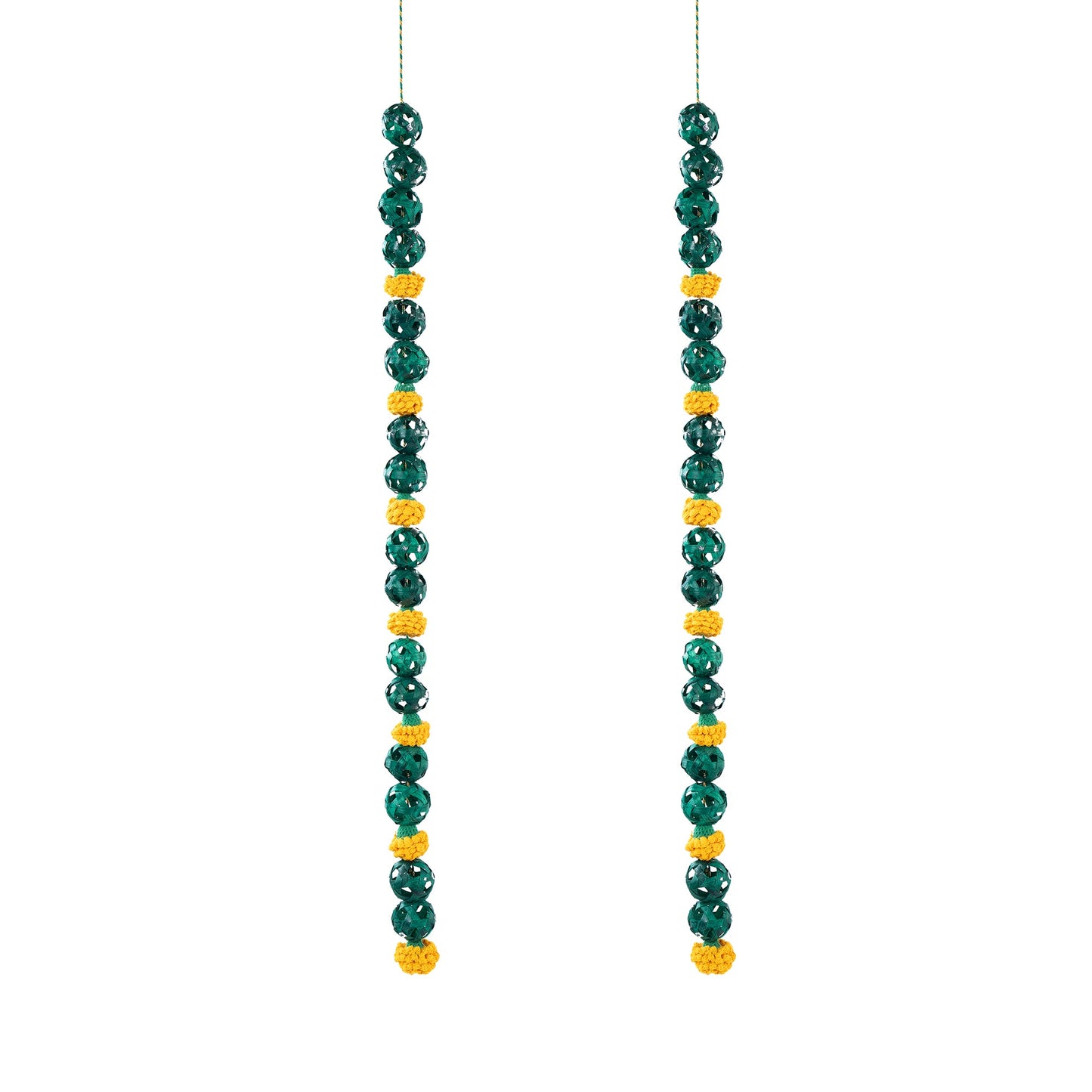 Handcrafted marigold bamboo hanging for decor (set of 2)