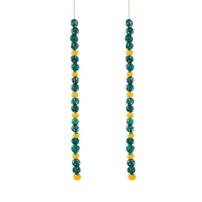 Handcrafted marigold bamboo hanging for decor (set of 2)