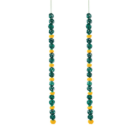 Handcrafted marigold bamboo hanging for decor (set of 2)