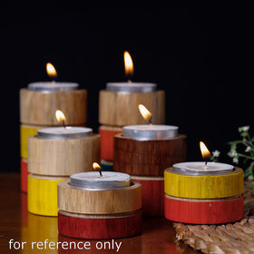  Handcrafted Natural Bamboo Tealight Candle Holder (Medium) Online at iTokri.com 
