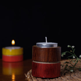  Handcrafted Natural Bamboo Tealight Candle Holder (Medium) Online at iTokri.com 