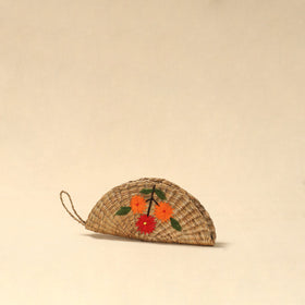 Handcrafted natural water hyacinth reed hand embroidered