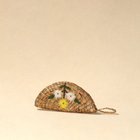 Handcrafted natural water hyacinth reed hand embroidered