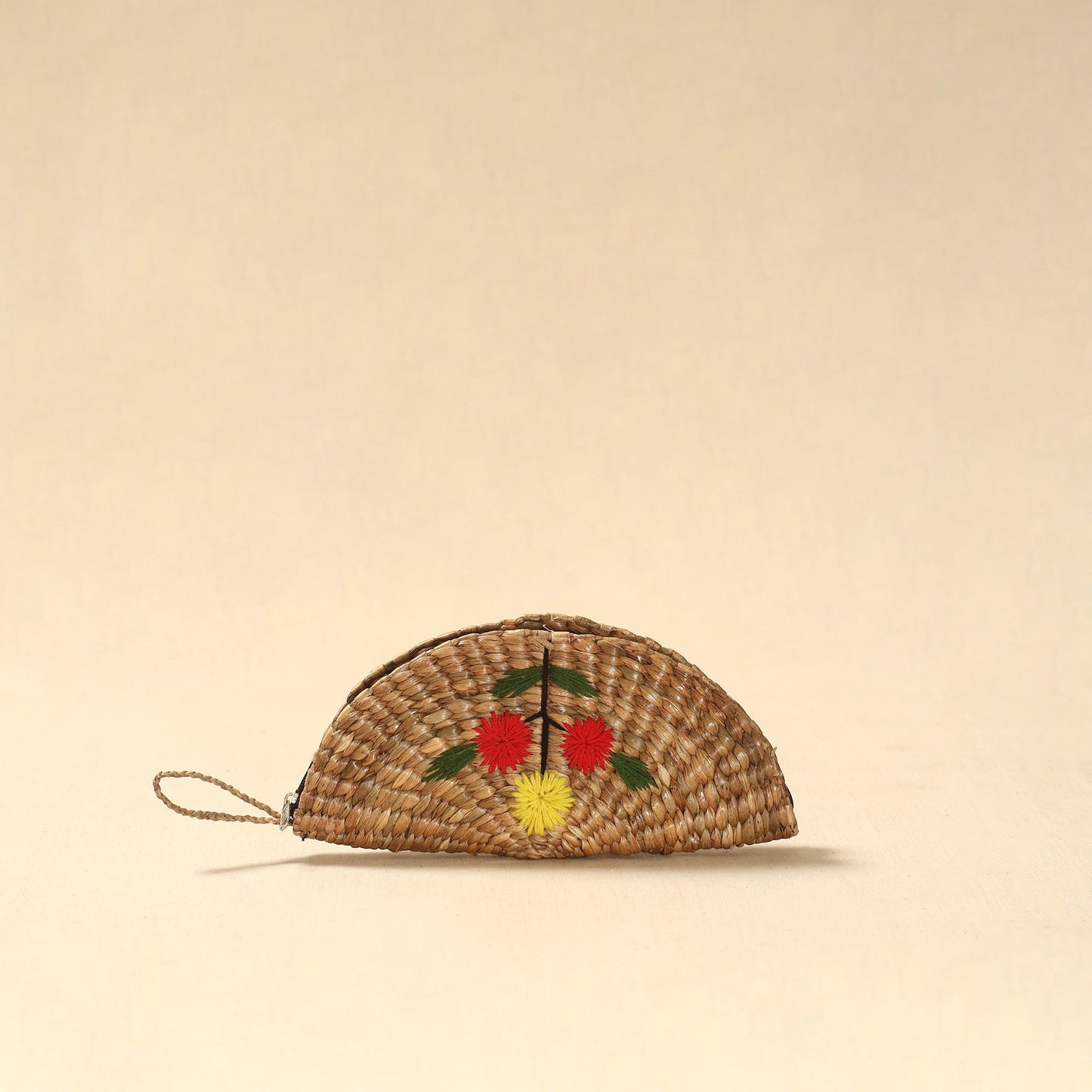 Handcrafted natural water hyacinth reed hand embroidered