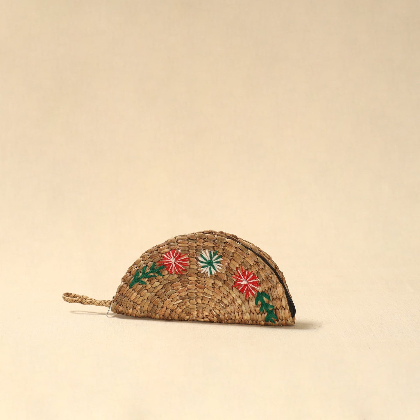 Handcrafted natural water hyacinth reed hand embroidered