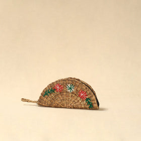 Handcrafted natural water hyacinth reed hand embroidered