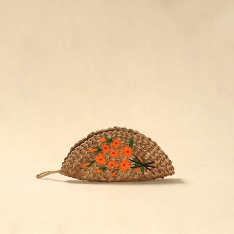 Handcrafted natural water hyacinth reed hand embroidered