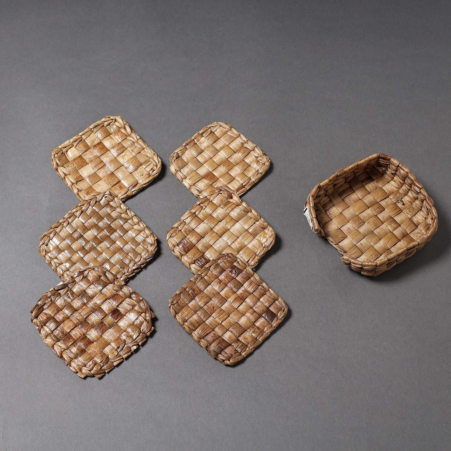  Handcrafted Organic Water Hyacinth Square Coasters 