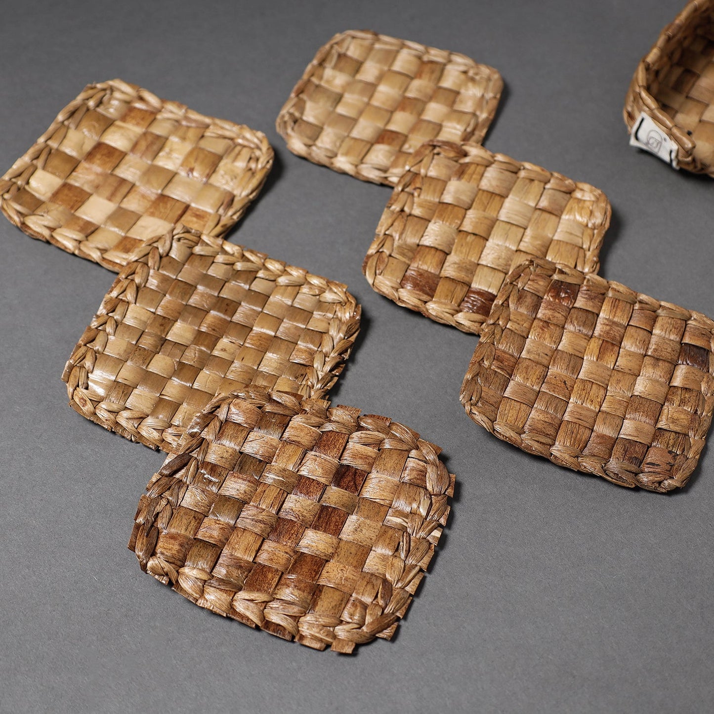  Handcrafted Organic Water Hyacinth Square Coasters 