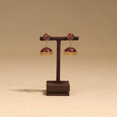 Handcrafted paka meenakari jhumki earrings 196