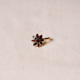 Handcrafted Paka Meenakari Nose Clip-on by Madhumoy Mukherjee