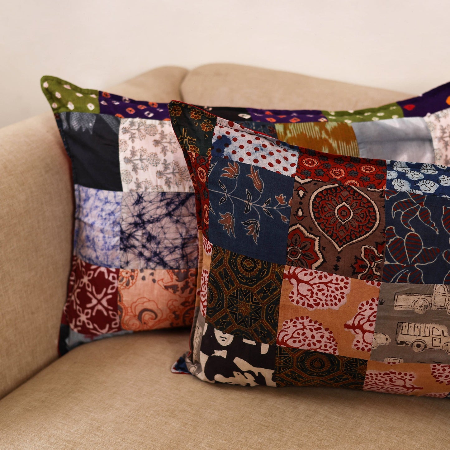Handcrafted patchwork pillow covers (set of 2) 01