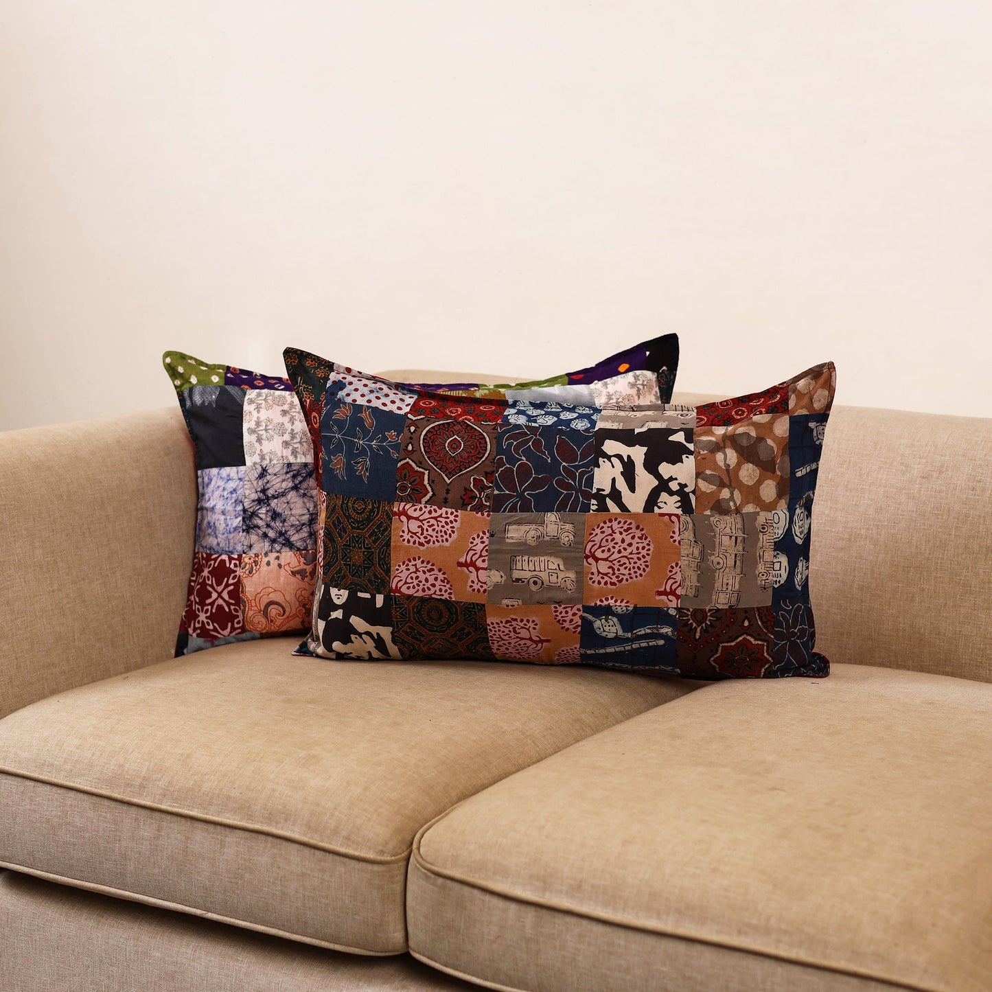 Handcrafted patchwork pillow covers (set of 2) 01