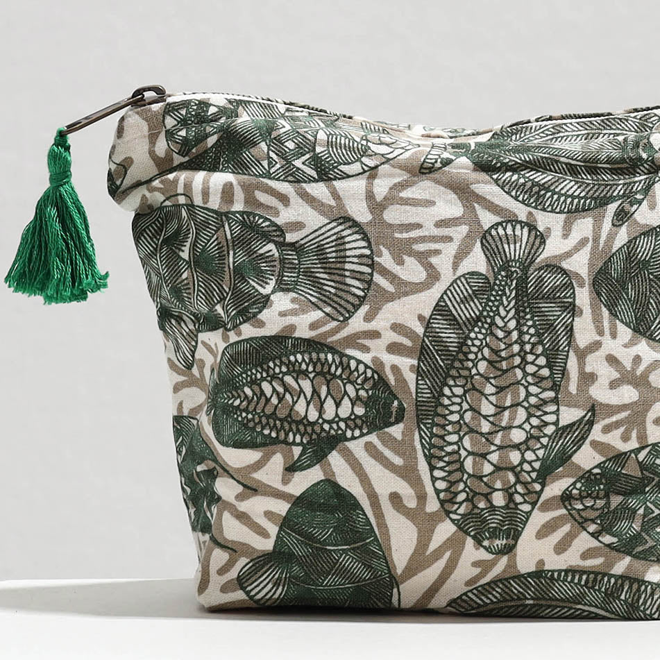  Handcrafted Printed Cotton Cosmetic Pouch 