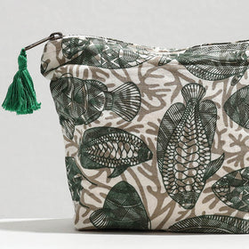  Handcrafted Printed Cotton Cosmetic Pouch 