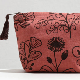  Handcrafted Printed Cotton Cosmetic Pouch 