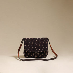 Handcrafted quilted ajrakh block printed fabric sling bag
