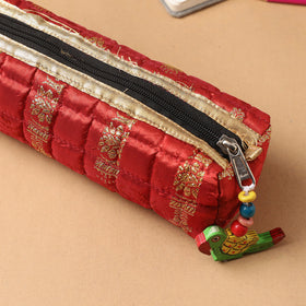 Handcrafted Quilted Banarasi Pencil Pouch