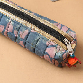 Handcrafted Quilted Banarasi Pencil Pouch