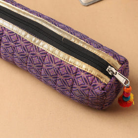 Handcrafted Quilted Banarasi Pencil Pouch