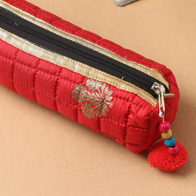 Handcrafted Quilted Banarasi Pencil Pouch