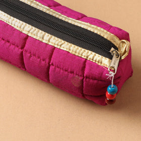 Handcrafted Quilted Banarasi Pencil Pouch