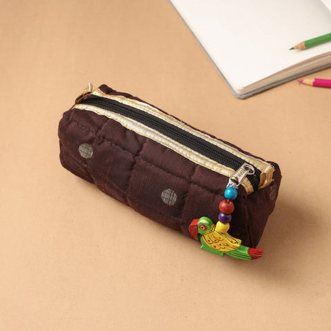 Handcrafted Quilted Banarasi Pencil Pouch