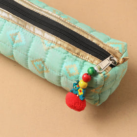 Handcrafted Quilted Banarasi Pencil Pouch