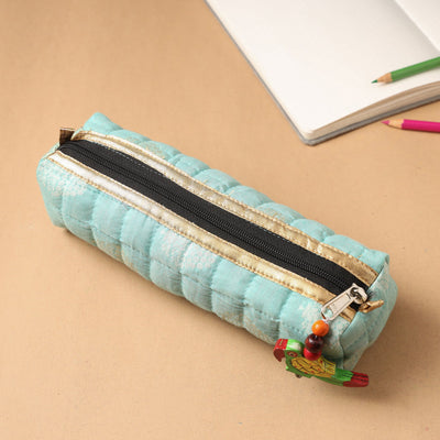 Handcrafted Quilted Banarasi Pencil Pouch