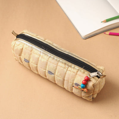 Handcrafted Quilted Banarasi Pencil Pouch
