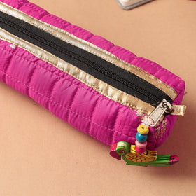 Handcrafted Quilted Banarasi Pencil Pouch