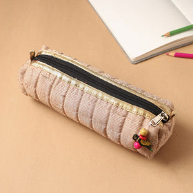 Handcrafted Quilted Banarasi Pencil Pouch