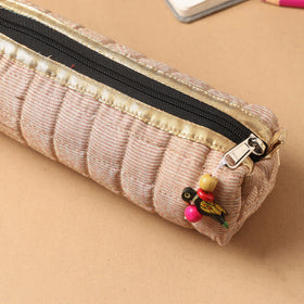 Handcrafted Quilted Banarasi Pencil Pouch