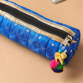 Handcrafted Quilted Banarasi Pencil Pouch