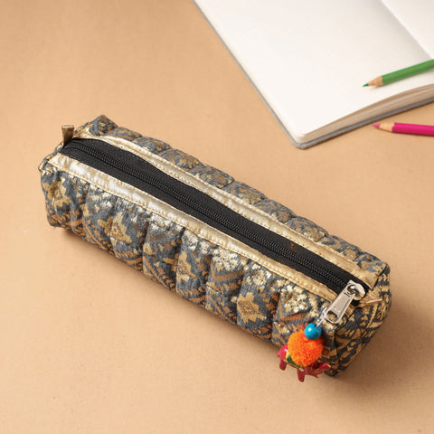 Handcrafted Quilted Banarasi Pencil Pouch