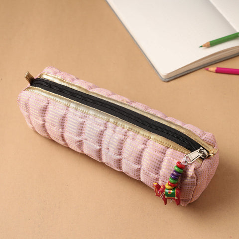 Handcrafted Quilted Banarasi Pencil Pouch