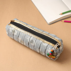 Handcrafted Quilted Banarasi Pencil Pouch