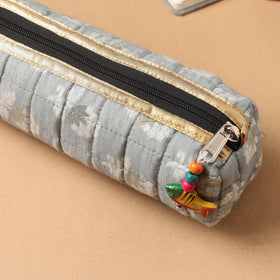 Handcrafted Quilted Banarasi Pencil Pouch