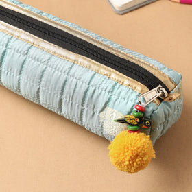 Handcrafted Quilted Banarasi Pencil Pouch