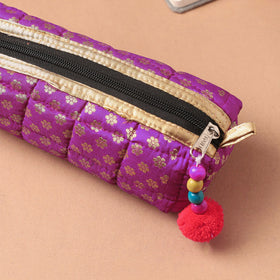Handcrafted Quilted Banarasi Pencil Pouch