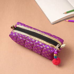 Handcrafted Quilted Banarasi Pencil Pouch