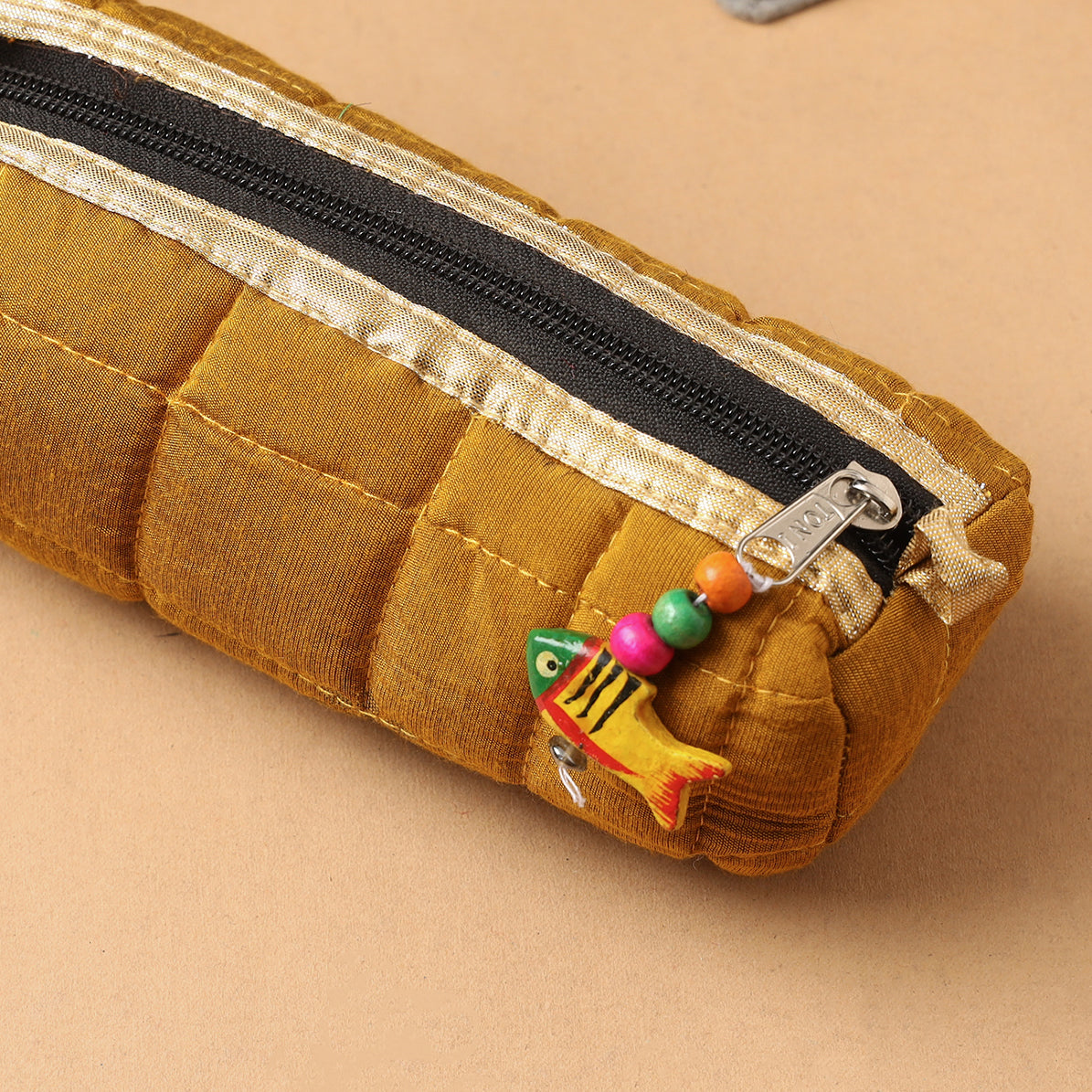 Handcrafted Quilted Banarasi Pencil Pouch