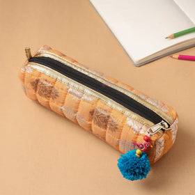  Handcrafted Quilted Banarasi Pencil Pouch