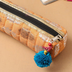  Handcrafted Quilted Banarasi Pencil Pouch