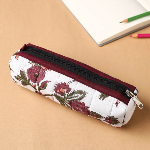Handcrafted Quilted Cotton Pencil Pouch