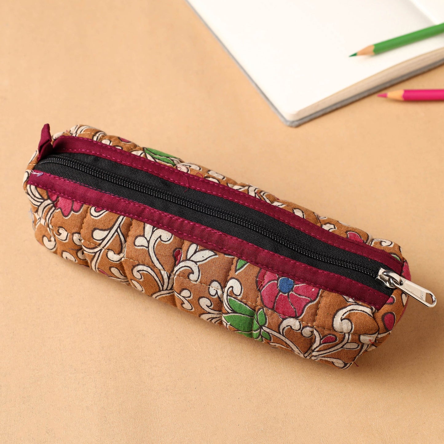 Handcrafted Quilted Cotton Pencil Pouch
