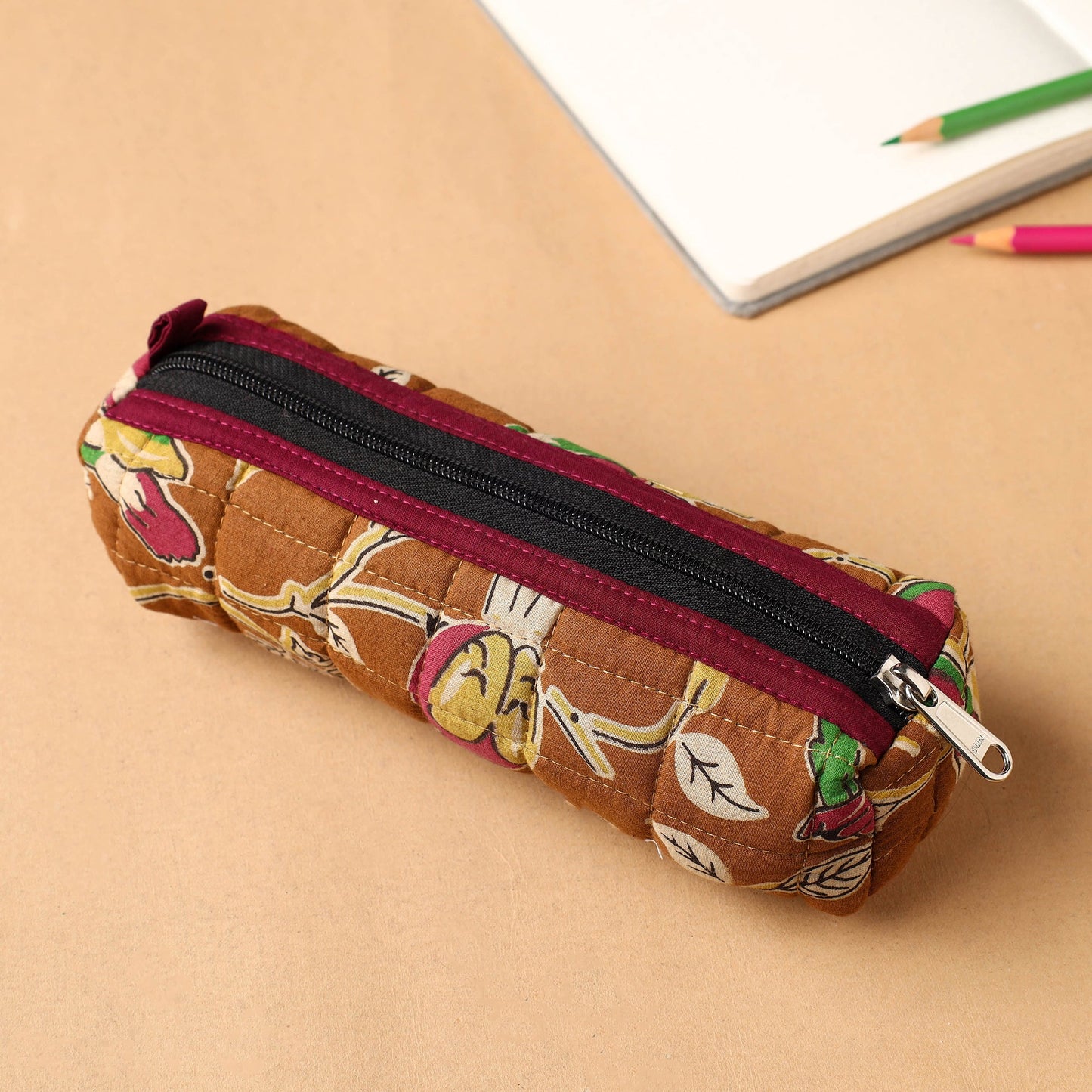 Handcrafted Quilted Cotton Pencil Pouch