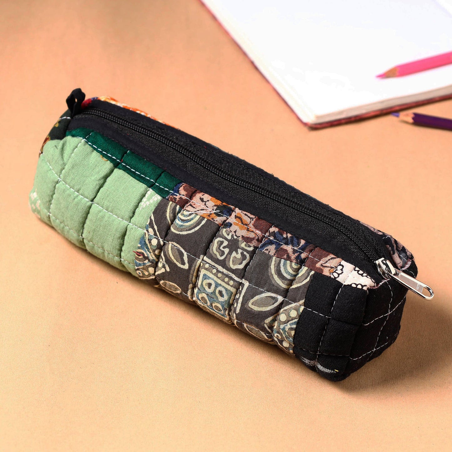  Handcrafted Quilted Kalamkari Multipurpose Pencil Pouch 94 
