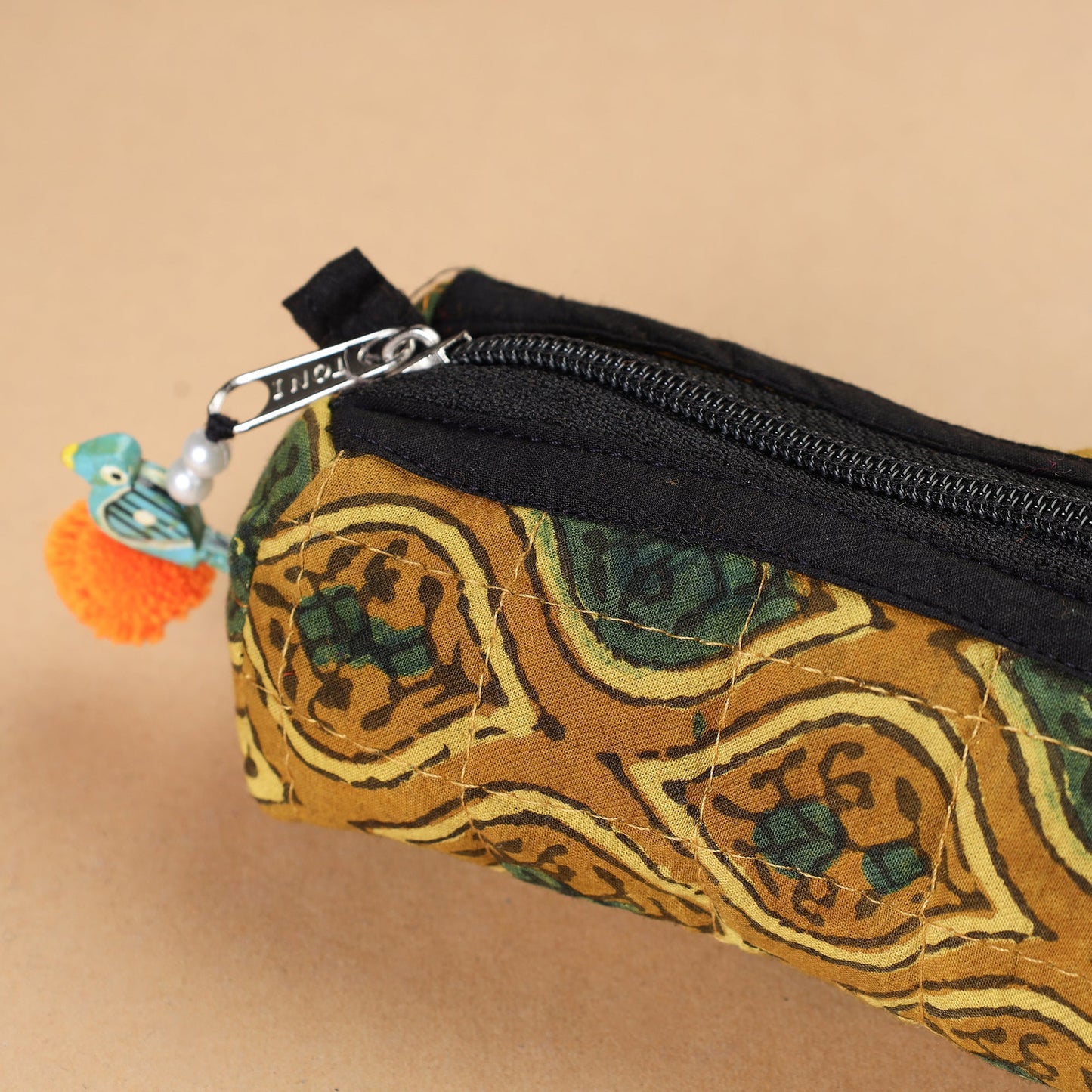  Handcrafted Quilted Ajrakh Multipurpose Pencil Pouch 